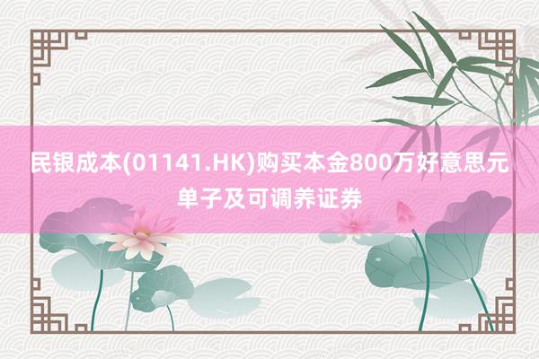 民银成本(01141.HK)购买本金800万好意思元单子及可调养证券