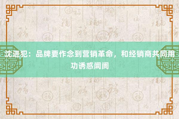 沈进犯：品牌要作念到营销革命，和经销商共同用功诱惑阛阓