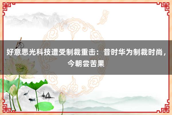 好意思光科技遭受制裁重击：昔时华为制裁时尚，今朝尝苦果