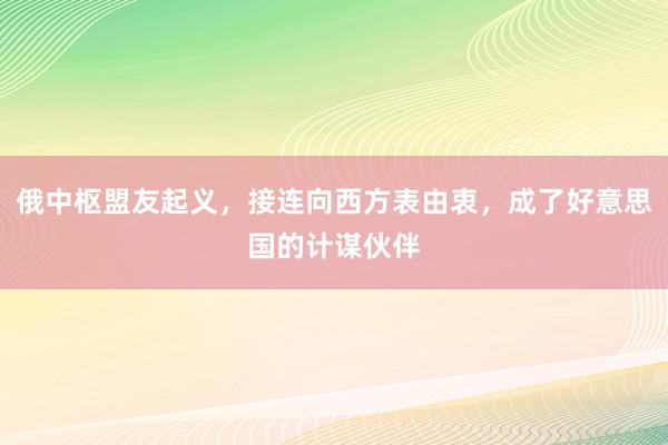 俄中枢盟友起义，接连向西方表由衷，成了好意思国的计谋伙伴