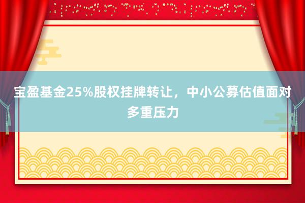 宝盈基金25%股权挂牌转让，中小公募估值面对多重压力