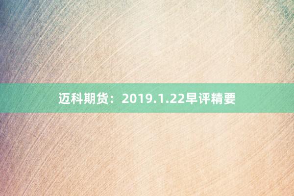 迈科期货：2019.1.22早评精要