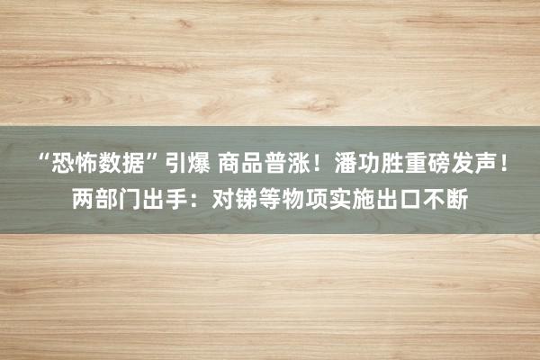 “恐怖数据”引爆 商品普涨！潘功胜重磅发声！两部门出手：对锑等物项实施出口不断