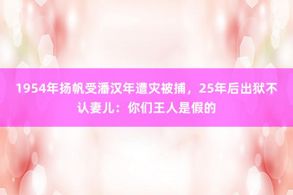 1954年扬帆受潘汉年遭灾被捕，25年后出狱不认妻儿：你们王人是假的