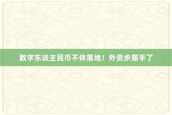 数字东谈主民币不休落地！外资步履手了