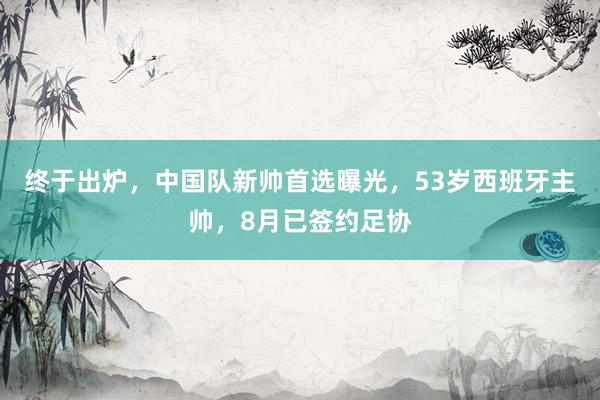 终于出炉，中国队新帅首选曝光，53岁西班牙主帅，8月已签约足协