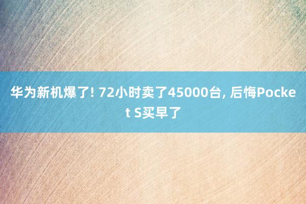 华为新机爆了! 72小时卖了45000台, 后悔Pocket S买早了