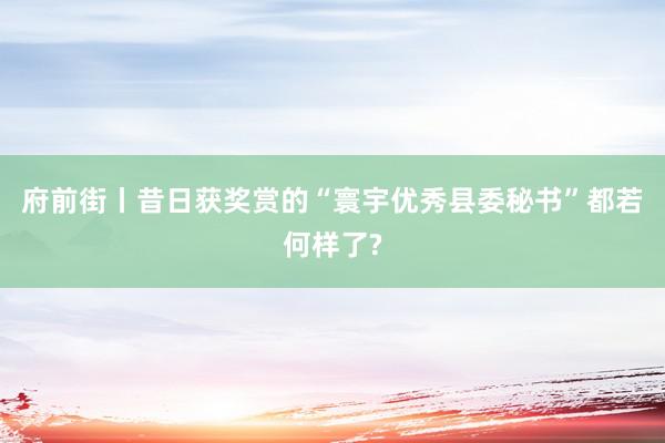 府前街丨昔日获奖赏的“寰宇优秀县委秘书”都若何样了?