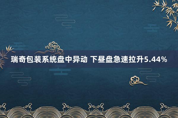 瑞奇包装系统盘中异动 下昼盘急速拉升5.44%